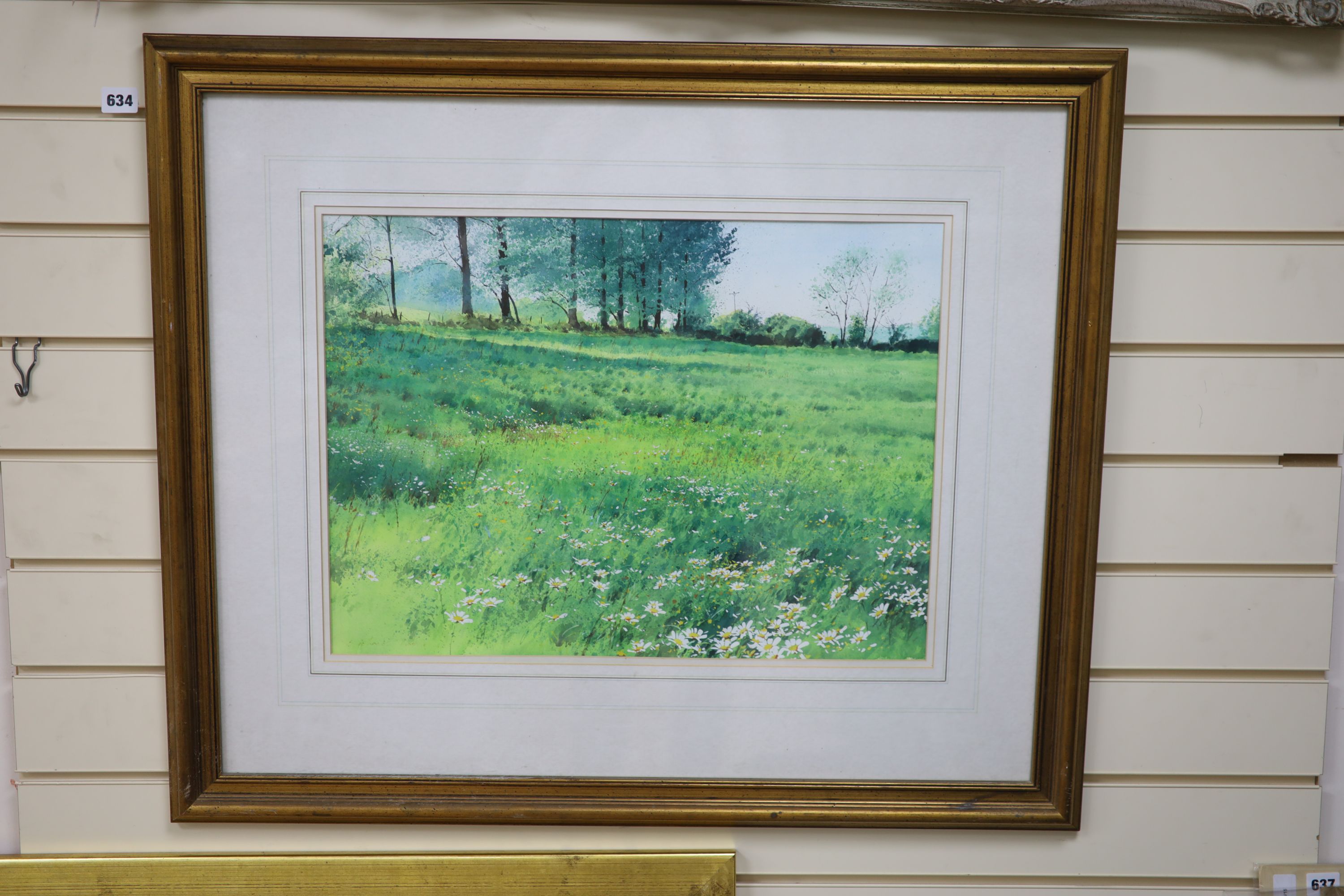 Richard Thorn (b.1952), watercolour, Meadow with trees, signed, 39 x 53cm